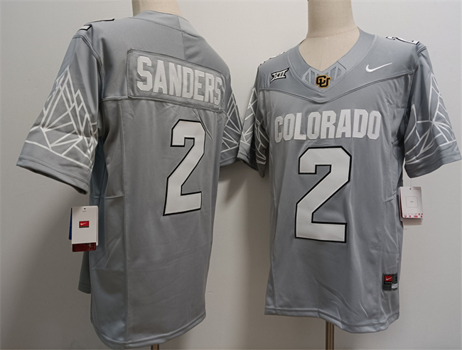 Colorado Buffaloes #2 Shadeur Sanders Grey With XII Patch 2024 F.U.S.E Stitched Football Jersey