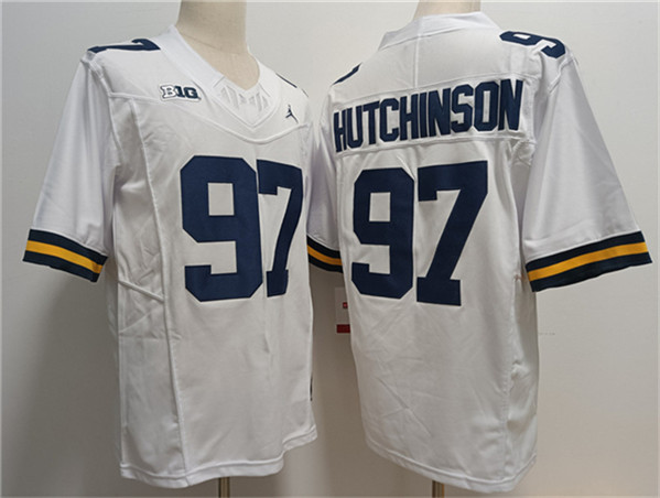 Michigan Wolverines #97 Aidan Hutchinson White Stitched Jersey Michigan Wolverines #97 Aidan Hutchinson White Stitched Jersey