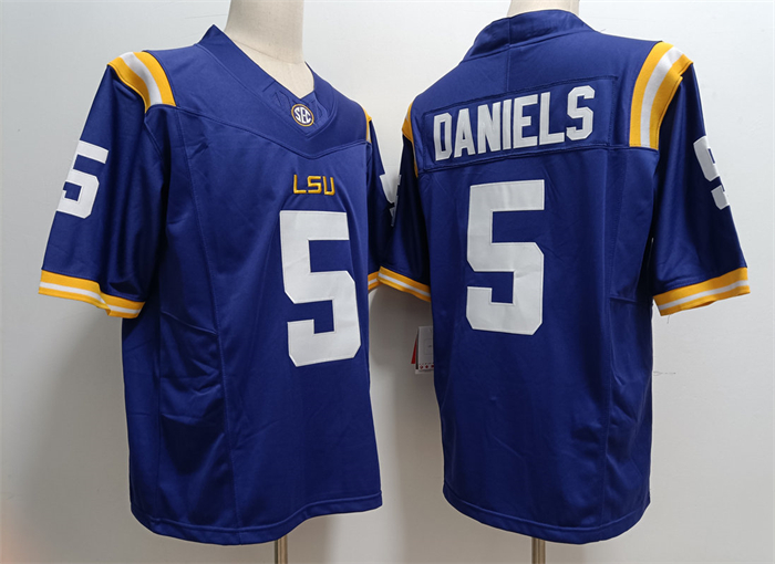 LSU Tigers #5 Jayden Daniels Blue Stitched Jersey