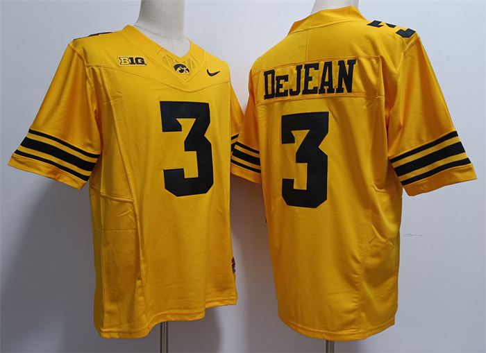 Iowa Hawkeyes #3 Cooper DeJean Yellow Stitched Jersey