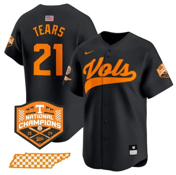 Tennessee Volunteers #21 Kavares Tears Black 2024 Champions Stitched Jersey