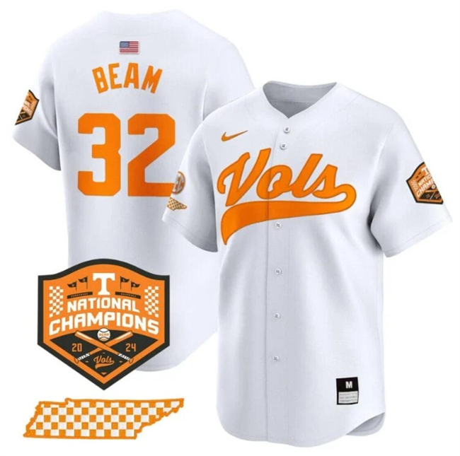 Tennessee Volunteers #32 Drew Beam White 2024 Champions Stitched Jersey