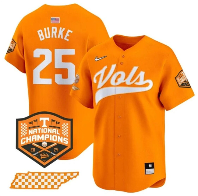 Tennessee Volunteers #25 Blake Burke Orange 2024 Champions Stitched Jersey