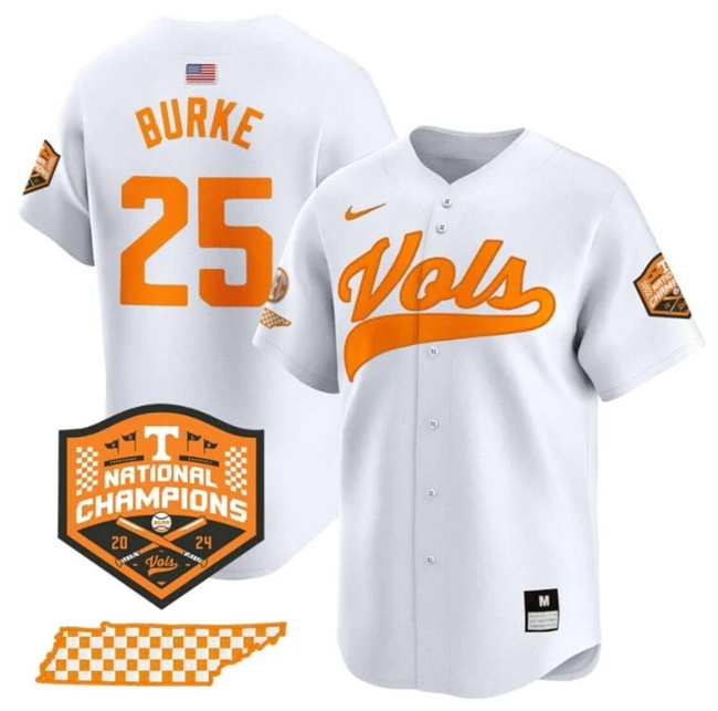 Tennessee Volunteers #25 Blake Burke White 2024 Champions Stitched Jersey