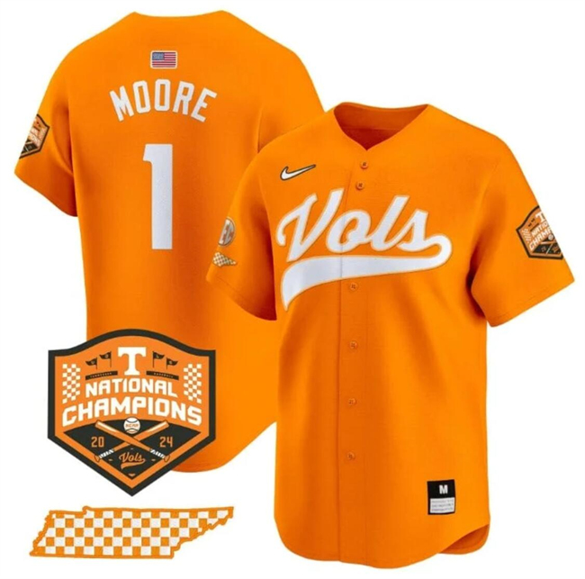 Tennessee Volunteers #1 Christian Moore Orange 2024 Champions Stitched Jersey