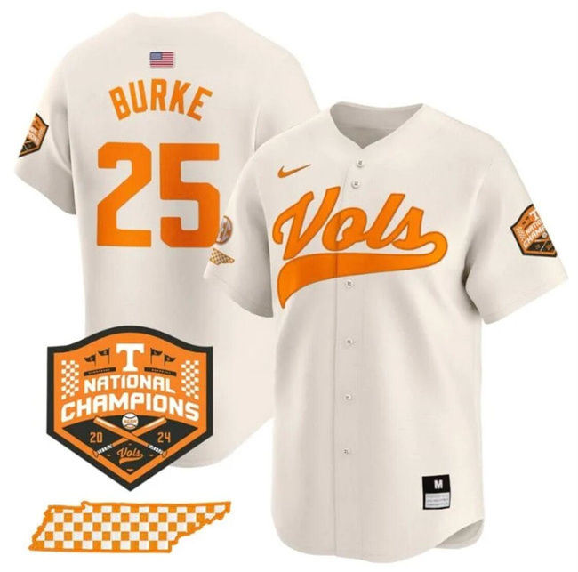 Tennessee Volunteers #25 Blake Burke Cream 2024 Champions Stitched Jersey