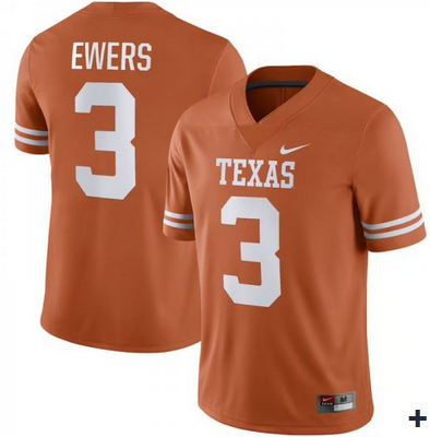Texas Longhorns #3 Quinn Ewers Orange Stitched Jersey
