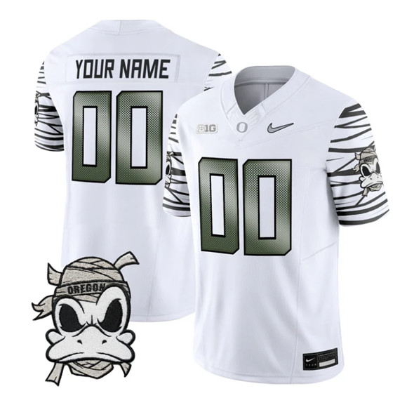 Oregon Ducks Active Player Custom White 2025 F.U.S.E. Mummy Duck Vapor Limited V1 Stitched Football Jersey Oregon Ducks Active Player Custom White 2025 F.U.S.E. Mummy Duck Vapor Limited V1 Stitched Football Jersey