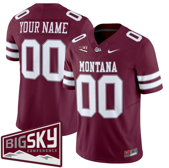 Montana Grizzlies Active Player Custom Maroon 2025 F.U.S.E. Big Sky Patch Vapor Limited V1 Stitched Football Jersey