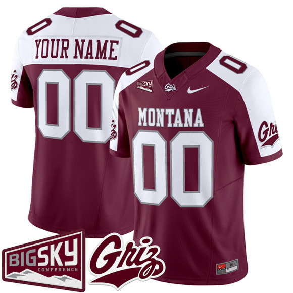 Montana Grizzlies Active Player Custom Maroon Alternate 2025 F.U.S.E. Big Sky Patch Vapor Limited V1 Stitched Football Jersey