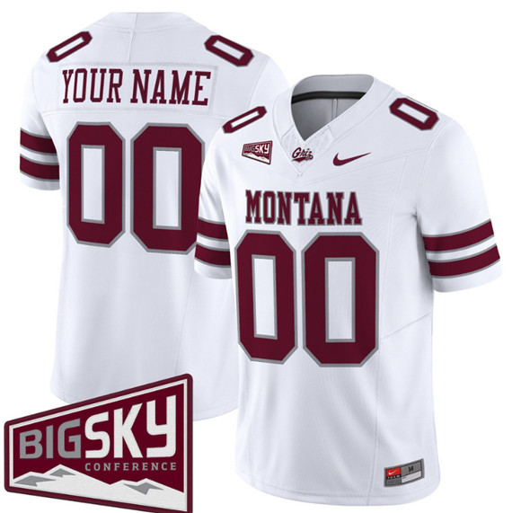 Montana Grizzlies Active Player Custom White 2025 F.U.S.E. Big Sky Patch Vapor Limited V1 Stitched Football Jersey