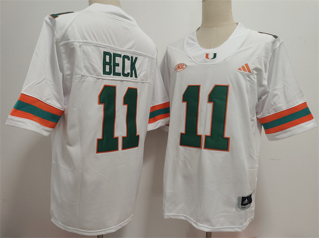 Miami Hurricanes #11 Carson Beck White Stitched Football Jersey