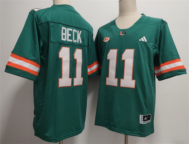 Miami Hurricanes #11 Carson Beck Aqua Stitched Football Jersey