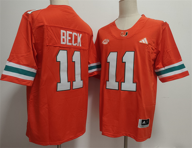 Miami Hurricanes #11 Carson Beck Orange Stitched Football Jersey