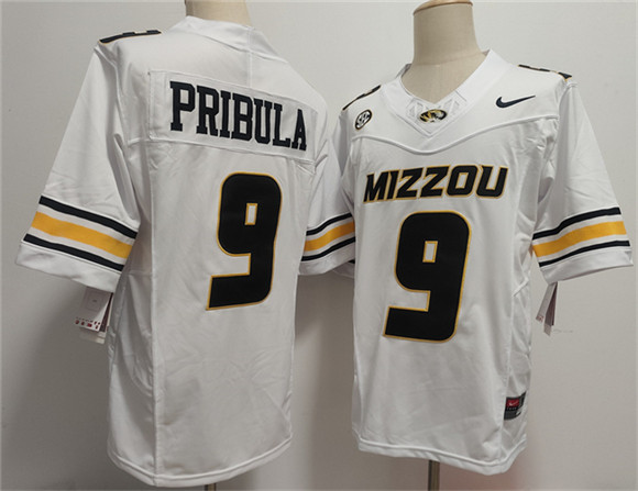 Missouri Tigers #9 Beau Pribula F.U.S.E. White Rose Bowl Patch Stitched Jersey