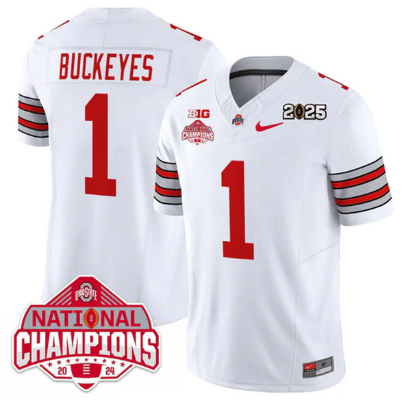 Ohio State Buckeyes #1 Buckeyes White 2025 CFP Champions Jersey