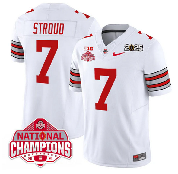 Ohio State Buckeyes #7 C.J. Stroud White 2025 CFP Champions Jersey