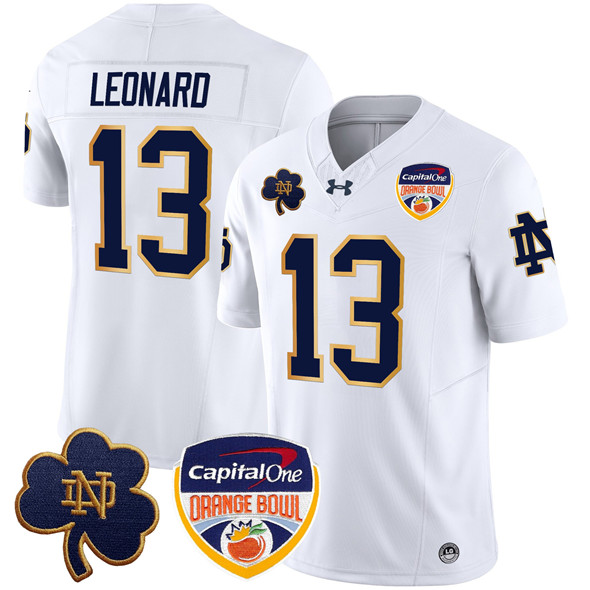 Notre Dame Fighting Irish #13 Riley Leonard White F.U.S.E. 2024 Orange Bowl Jersey