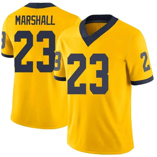 Michigan Wolverines #23 Jordan Marshall Yellow Stitched Football Jersey Michigan Wolverines #23 Jordan Marshall Yellow Stitched Football Jersey