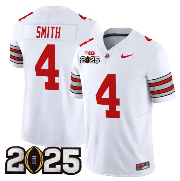 Ohio State Buckeyes #4 Jeremiah Smith White 2025 CFP Final Jersey