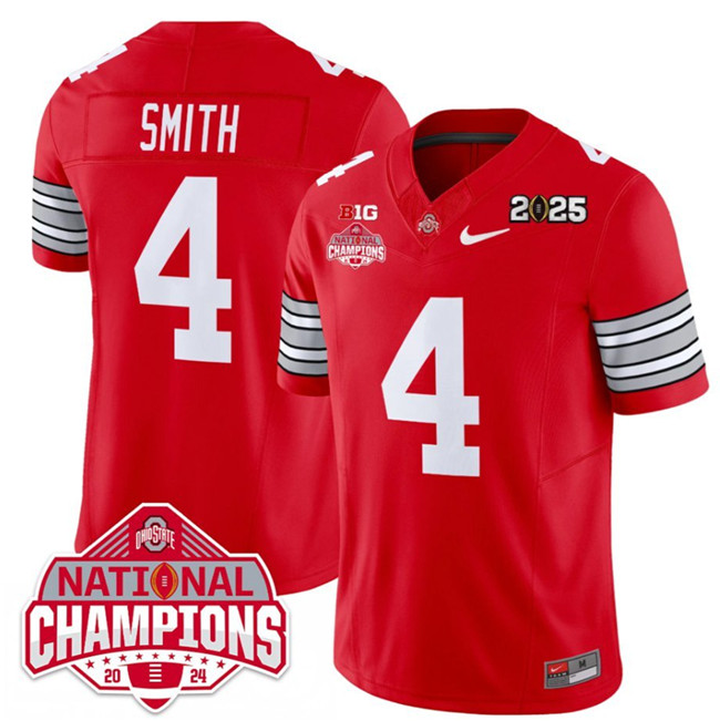 Ohio State Buckeyes #4 Jeremiah Smith Red 2025 CFP Champions Jersey