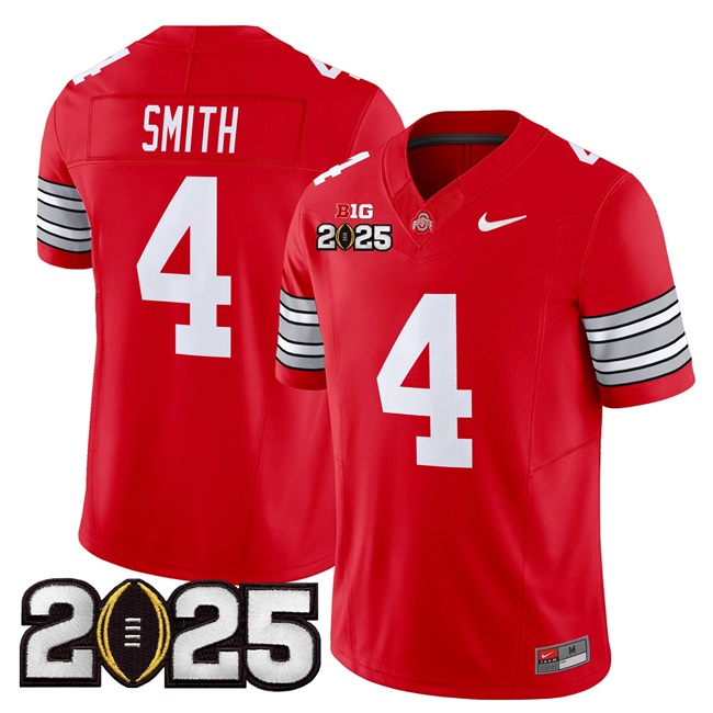 Ohio State Buckeyes #4 Jeremiah Smith Red 2025 CFP Final Jersey