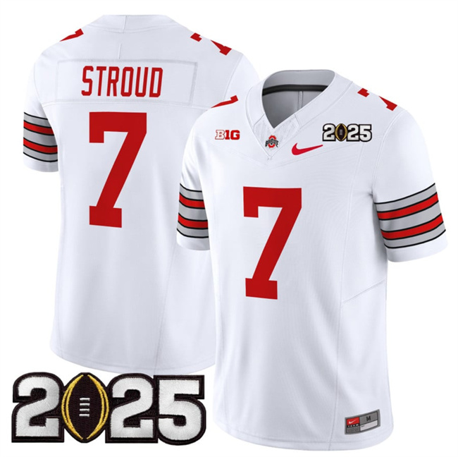 Ohio State Buckeyes #7 C.J. Stroud White 2025 CFP Final Jersey