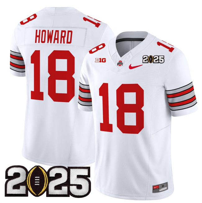 Ohio State Buckeyes #18 Will Howard White 2025 CFP Final Jersey Ohio State Buckeyes #18 Will Howard White 2025 CFP Final Jersey