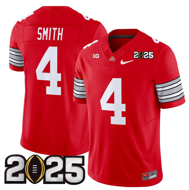 Ohio State Buckeyes #4 Jeremiah Smith Red 2025 CFP Final Jersey