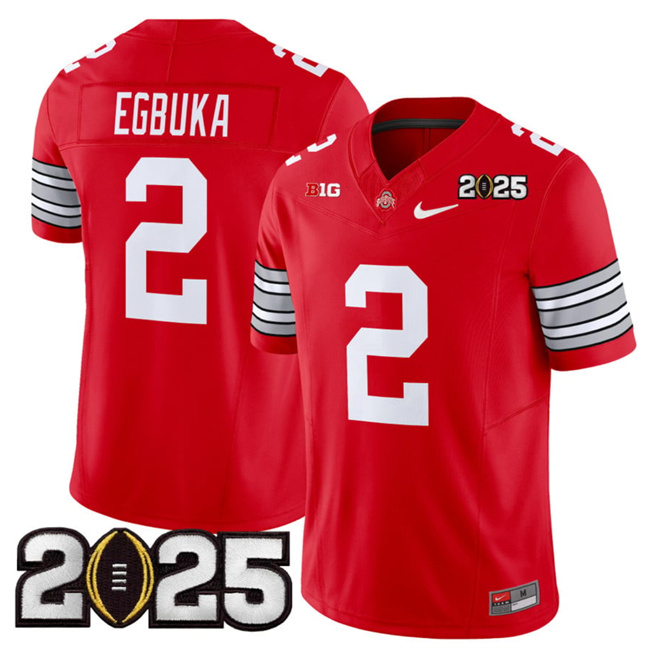 Ohio State Buckeyes #2 Emeka Egbuka Red 2025 CFP Final Jersey Ohio State Buckeyes #2 Emeka Egbuka Red 2025 CFP Final Jersey