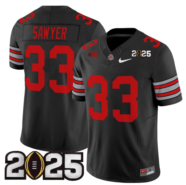 Ohio State Buckeyes #33 Jack Sawyer Black 2025 CFP Final Jersey Ohio State Buckeyes #33 Jack Sawyer Black 2025 CFP Final Jersey