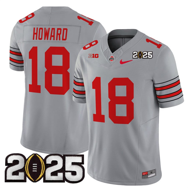 Ohio State Buckeyes #18 Will Howard Grey 2025 CFP Final Jersey Ohio State Buckeyes #18 Will Howard Grey 2025 CFP Final Jersey