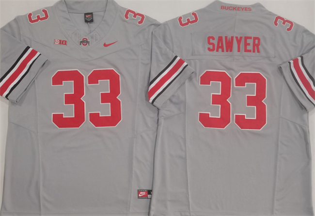 Ohio State Buckeyes #33 Jack Sawyer Grey F.U.S.E. Limited Stitched Jersey Ohio State Buckeyes #33 Jack Sawyer Grey F.U.S.E. Limited Stitched Jersey