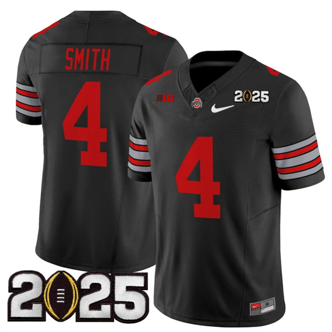 Ohio State Buckeyes #4 Jeremiah Smith Black 2025 CFP Final Jersey