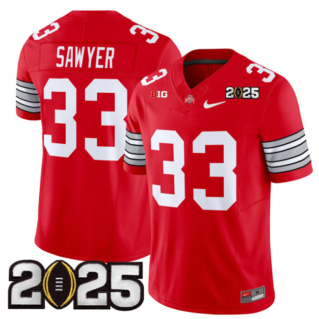 Ohio State Buckeyes #33 Jack Sawyer Red 2025 CFP Final Jersey Ohio State Buckeyes #33 Jack Sawyer Red 2025 CFP Final Jersey