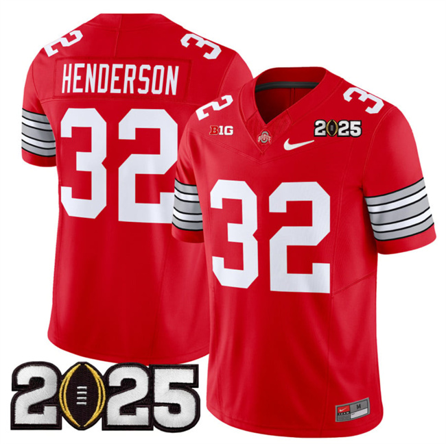 Ohio State Buckeyes #32 TreVeyon Henderson Red 2025 CFP Final Jersey Ohio State Buckeyes #32 TreVeyon Henderson Red 2025 CFP Final Jersey