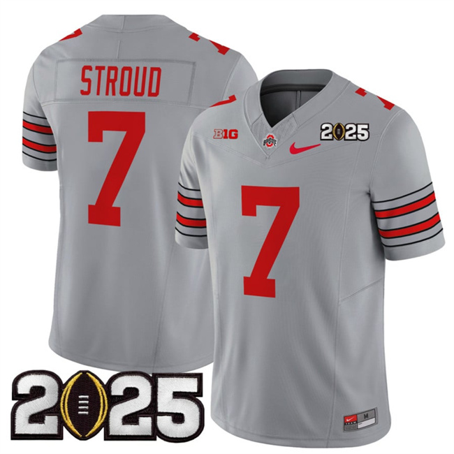 Ohio State Buckeyes #7 C.J. Stroud Grey 2025 CFP Final Jersey