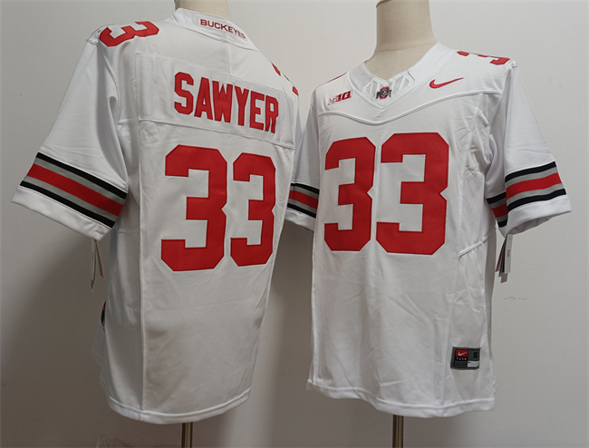 Ohio State Buckeyes #33 Jack Sawyer White Limited Stitched Jersey Ohio State Buckeyes #33 Jack Sawyer White Limited Stitched Jersey