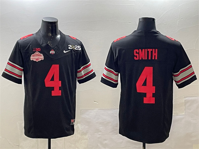 Ohio State Buckeyes #4 Jeremiah Smith Black 2025 CFP Champions Jersey