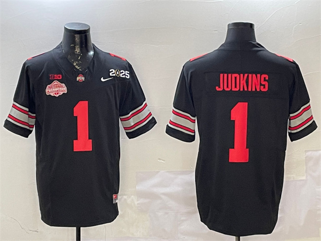 Ohio State Buckeyes #1 Quinshon Judkins Black 2025 CFP Champions Jersey