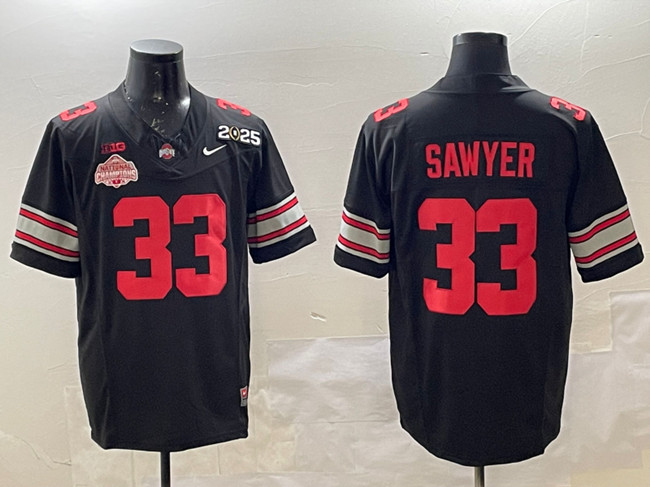 Ohio State Buckeyes #33 Jack Sawyer Black 2025 CFP Champions Jersey Ohio State Buckeyes #33 Jack Sawyer Black 2025 CFP Champions Jersey