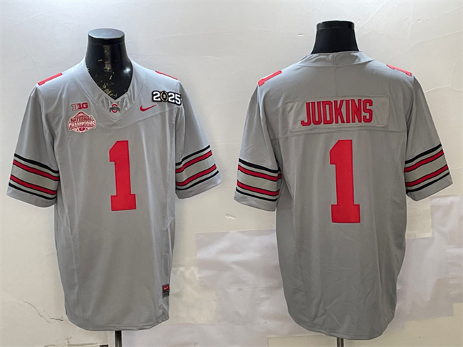 Ohio State Buckeyes #1 Quinshon Judkins Grey 2025 CFP Champions Jersey Ohio State Buckeyes #1 Quinshon Judkins Grey 2025 CFP Champions Jersey