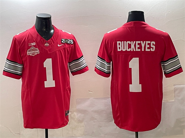 Ohio State Buckeyes #1 Buckeyes Red 2025 CFP Champions Jersey