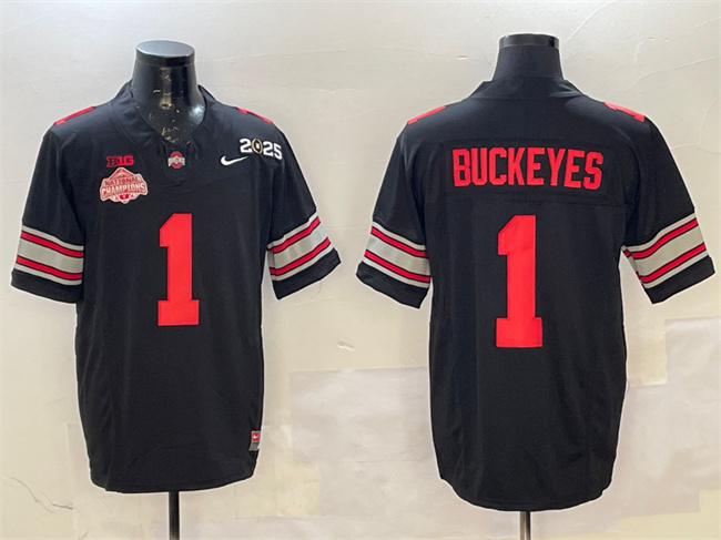 Ohio State Buckeyes #1 Buckeyes Black 2025 CFP Champions Jersey
