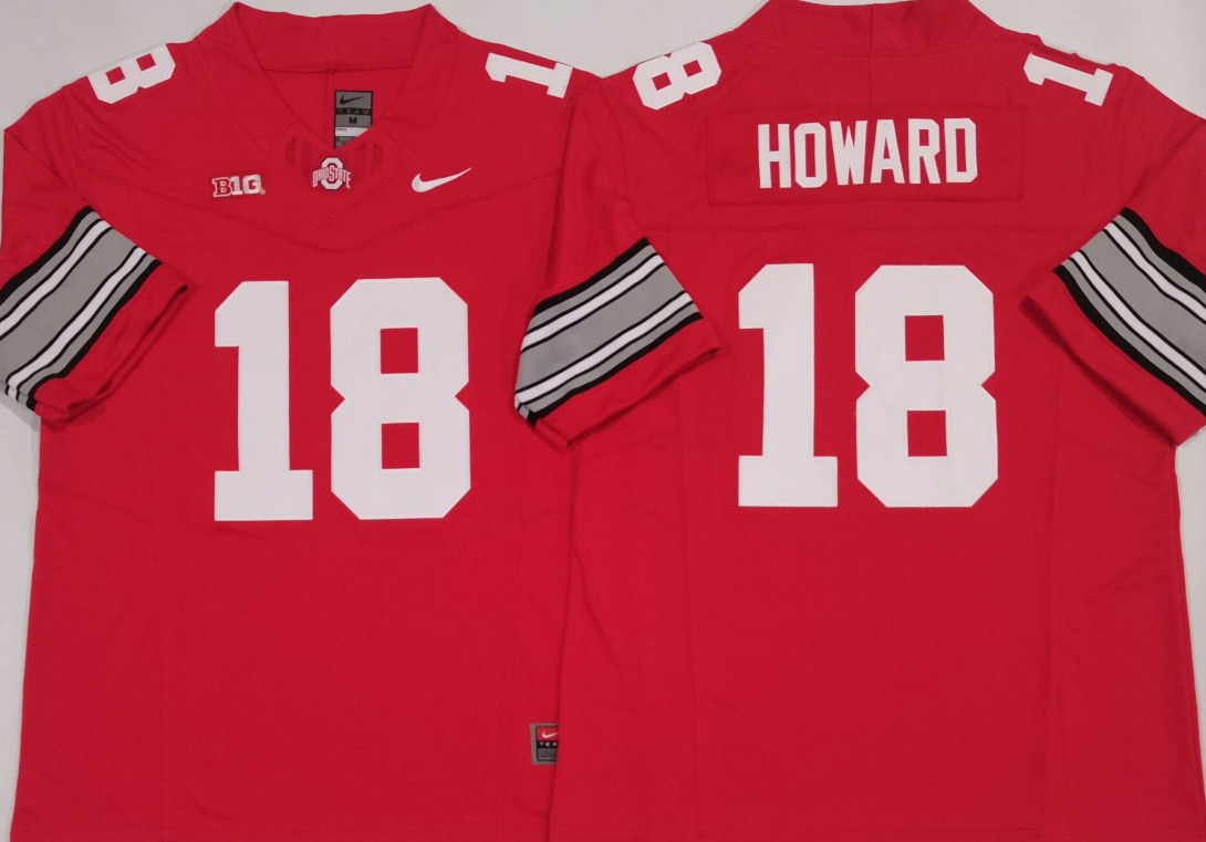 Ohio State Buckeyes #18 Will Howard Red Limited Stitched Jersey Ohio State Buckeyes #18 Will Howard Red Limited Stitched Jersey