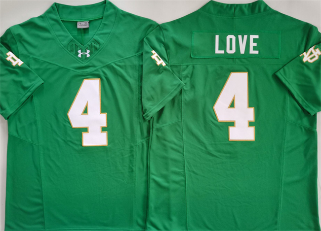 Notre Dame Fighting Irish #4 Jeremiyah Love Green Limited Stitched Jersey