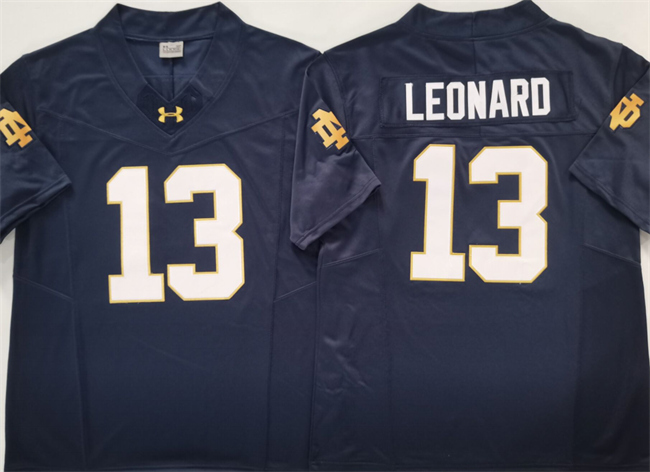 Notre Dame Fighting Irish #13 Riley Leonard Navy Limited Stitched Jersey