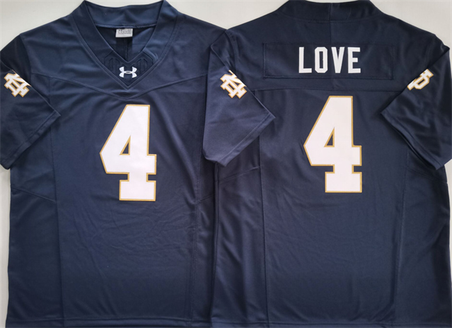Notre Dame Fighting Irish #4 Jeremiyah Love Navy Limited Stitched Jersey