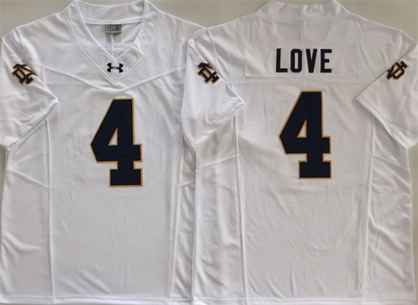 Notre Dame Fighting Irish #4 Jeremiyah Love White Limited Stitched Jersey