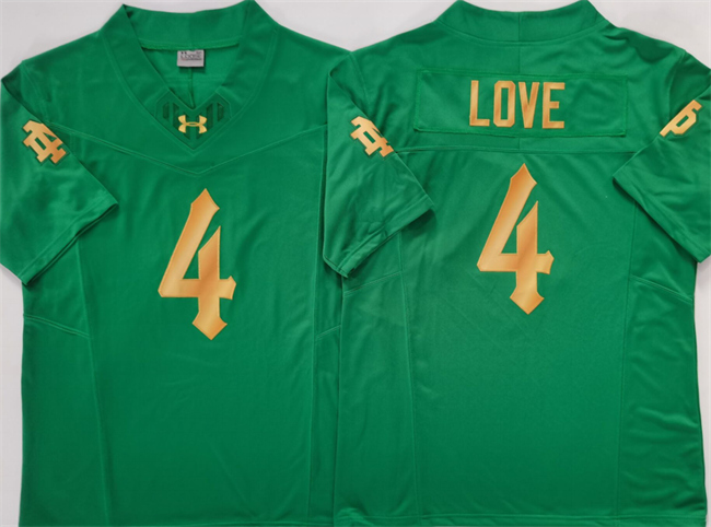 Notre Dame Fighting Irish #4 Jeremiyah Love Green Limited Stitched Jersey